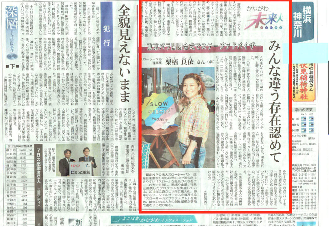 東京新聞の「かながわ未来人」でご紹介いただきました